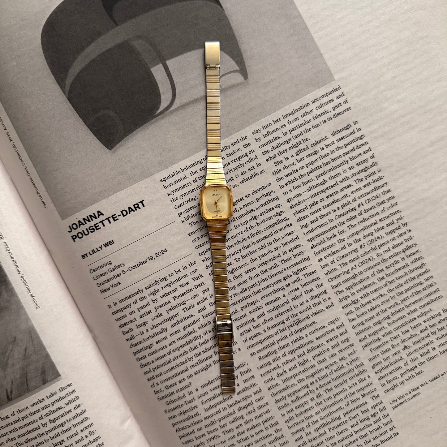 Gold square stacked detail minimal watch