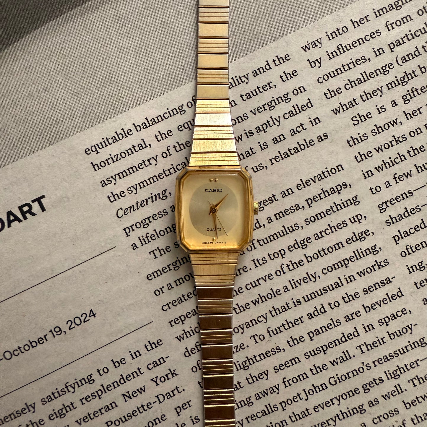 Gold square stacked detail minimal watch