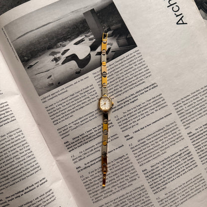 Two tone flip octagon face watch