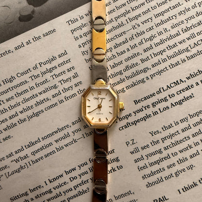 Two tone flip octagon face watch
