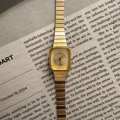 Gold square stacked detail minimal watch