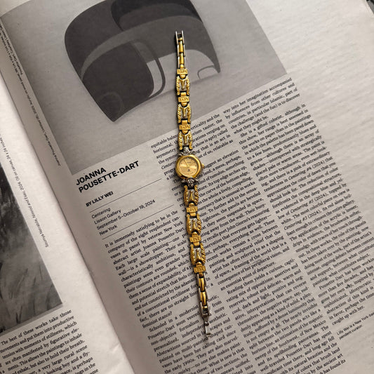 Two tone antique love detail band watch